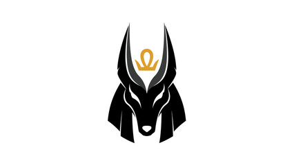 Anubis head with golden crown illustration
