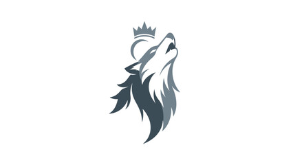 Majestic wolf wearing a crown, howling
