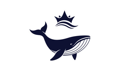 Whale with a crown logo design
