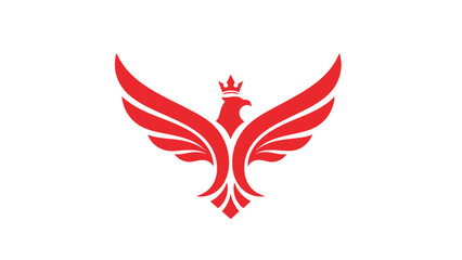 Obraz premium Red phoenix with crown spreading its wings logo concept.