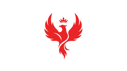 Red phoenix with crown logo isolated on white background