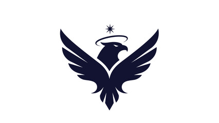 Majestic eagle with wings spread and halo above, symbolizing power and freedom.