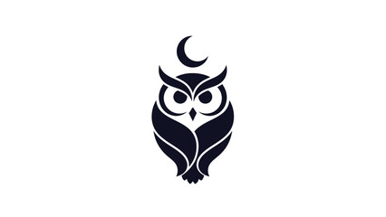 Stylized owl logo with crescent moon