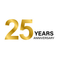 25 years anniversary gold icon vector for graphic design, logo, website, social media, mobile app, UI illustration