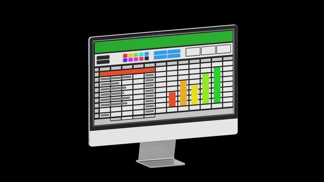 3D Spreadsheet on Computer | Alpha Channel