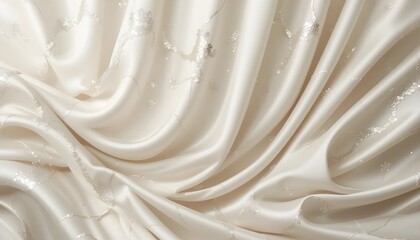 white beige cream abstract background. silk satin velvet fabric. Elegant luxury rich. Curtain Curtain Folding Line Wave Flow