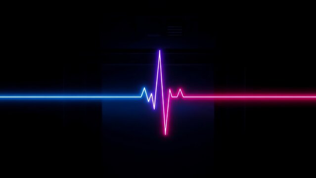 Vibrant neon pulse line symbolizing life heartbeat and energy.