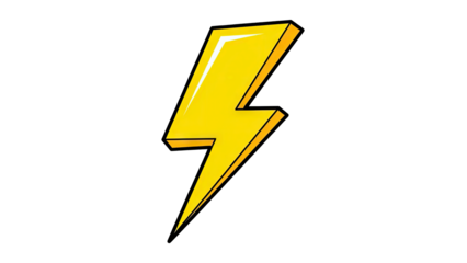 Yellow Lightning Bolt Isolated on White Background