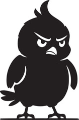 Grumpy Cartoon Bird Silhouette — Funny Angry Bird Character Vector