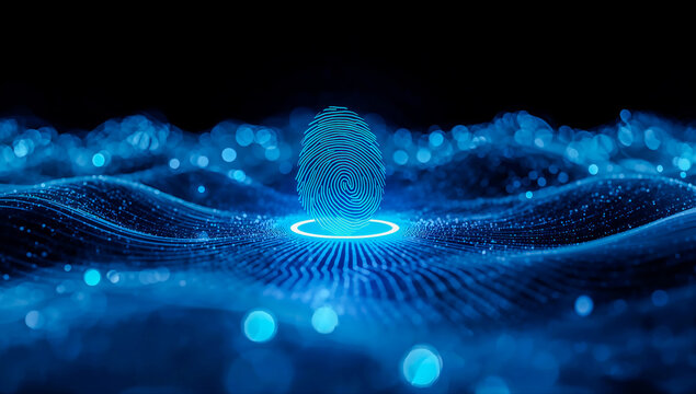 Digital fingerprint security technology biometric identification scan - Powered by Adobe