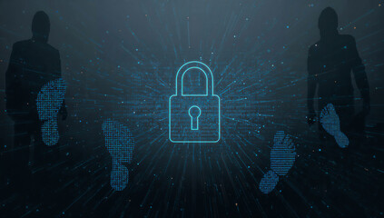 Security data privacy protection footprint digital cybersecurity lock