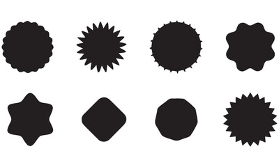 Badge Shape Vector Set – Blank Label Silhouettes, Starburst, Circle, and Seal Templates for Design and Logos