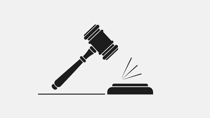 Gavel Icon Silhouette – Legal Judgment and Auction Hammer Illustration