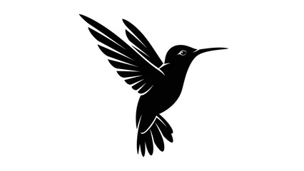 Hummingbird Silhouette Icon – Elegant Flying Bird Symbol in Black and White