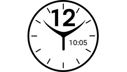 Analog Clock Icon Showing 10:05 – Minimalist Timepiece Design Illustration
