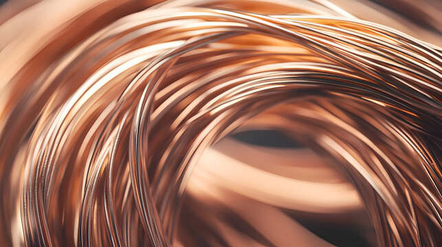 the picture prominently features multiple loops of reddish brown,coiled wire,consistent with the appearance off copper wire used in electrical applications.