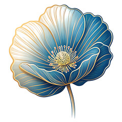 Elegant Blue and Gold Flower Illustration
