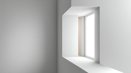 Obraz premium A perfectly angled door and window with smooth materials and simple lines, forming a balanced, harmonious visual in a modern space.