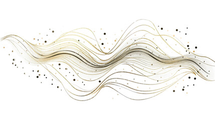 Elegant Black and Gold Flowing Abstract Art on White Background