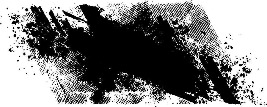 Ink brushstroke on white background with splatter texture creating artistic watercolor style effect for modern graphic design projects