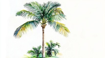 Vibrant seaside landscape depicted through watercolor techniques.