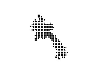 Rounded Square dots pattern map of Laos. Dotted pixel map Vector illustration