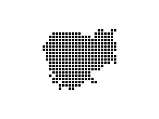 Rounded Square dots pattern map of Cambodia. Dotted pixel map Vector illustration