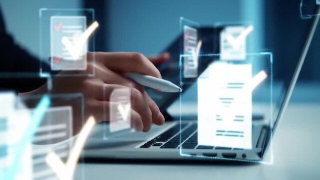 Digital Document Management and Checklist System, Smart Office Automation, No Human Face
