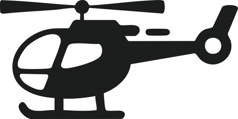 Helicopter Silhouette or Icon, Black and White Helicopter Icon, Air Transport or Aviation Vehicle Silhouette, Simple Helicopter Pictogram, silhouette, vector, illustration.