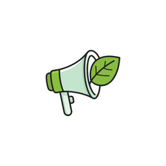Promoting environmental sustainability: a megaphone amplifying the voice of nature with fresh leaf