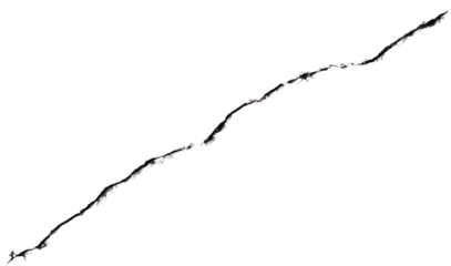 Macro photo of one big crack on clear transparent background png