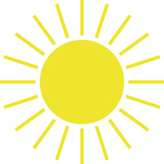 Sun Icon. Sunshine and solar glow, sunrise or sunset. Decorative circle full and half sun and sunlight. Hot solar energy for tan. Scribble sun with rays symbols. Doodle children drawings collection.