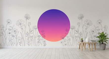Soft Gradient Circle with Minimal Line Art