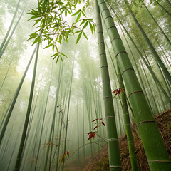 Lush Green Bamboo Forest Background