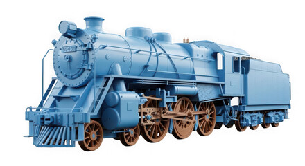 Naklejka premium Blue steam locomotive train isolated on transparent background