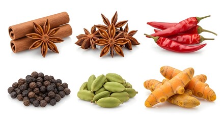 Isolated Spice Macro Shot on Pure White Background &ndash; High-Detail Cooking Ingredient Image