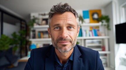 Man sitting at desk in office.