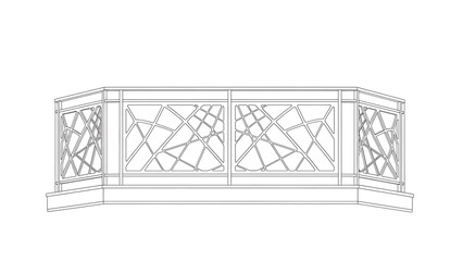 Decorative Modern Balcony Railing with Geometric Pattern in White Finish