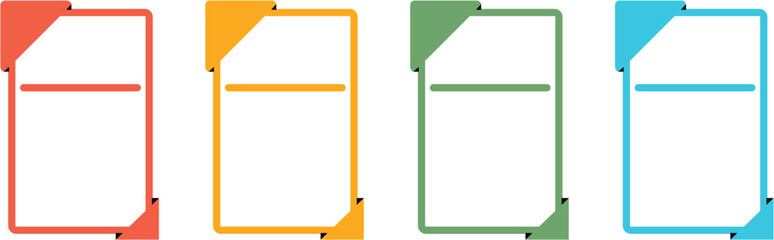 Collection of colorful document icons with corner accents modern flat design elements for presentations and web isolated on white Background