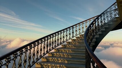 Ascend to new heights with this breathtaking stairwell view above the clouds, perfect for themes of ambition, success, and reaching goals in life
