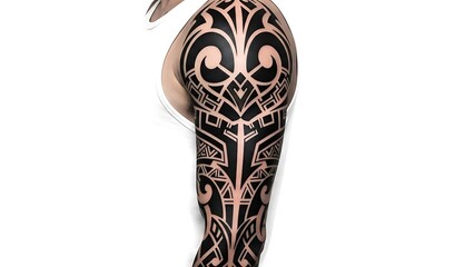 Tattooed Arm with Bold Black Tribal Design on Light Skin in Close Up