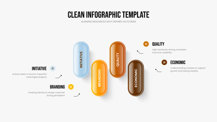 Business Visualization Frame Layout Vector Illustration. Advertising Insight 4 Option Infographic Slideshow Template. Service Overview Four Step Diagram Slide Design.