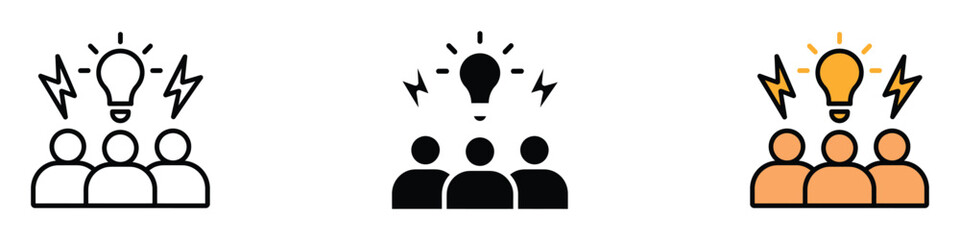 Brainstorming icon vector. effective brainstorming and teamwork efforts symbol. vector illustration. © MdNurul