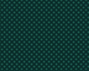 Dark teal geometric seamless pattern of repeating abstract stars or crosses on a solid background