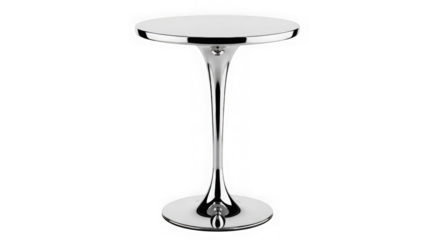 Modern chrome tulip side table isolated on transparent background