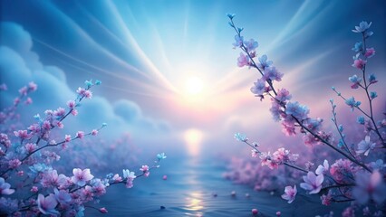 A soothing pastel blue gradient gently fades into a rich plum hue, evoking feelings of serenity and elegance in this delicate, dreamy atmosphere