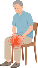 Senior old Man Experiencing Knee Pain