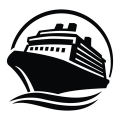 Cruise Ship Silhouette Logo Design