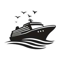 Cruise Ship Silhouette Logo Design