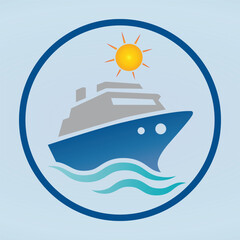Cruise Ship Silhouette Logo Design